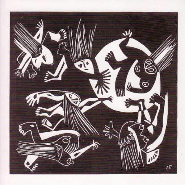Postcard "Flying women"